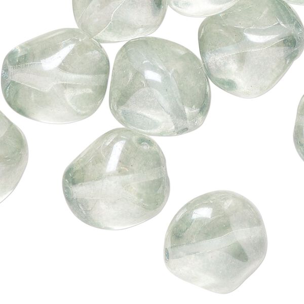 Bead, glass, translucent pale green, medium nugget. Sold per 2-ounce pkg, approximately 15 beads. image number 0