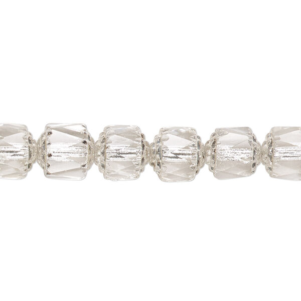 Bead, Czech glass, transparent clear and metallic silver, 8mm round cathedral. Sold per 15-1/2" to 16" strand, approximately 50 beads. image number 0