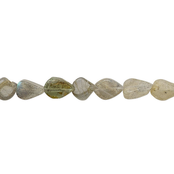 Bead, labradorite (natural), 6x4mm-9x6mm hand-cut flat teardrop, D grade, Mohs hardness 6 to 6-1/2. Sold per 13-inch strand. image number 0