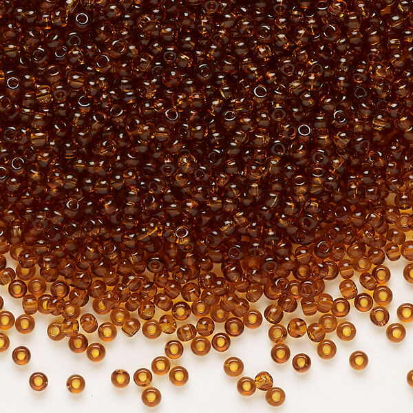 Seed bead, Preciosa Ornela Czech glass, pkg/50g, #11 rocaille, transparent dark topaz, (10090). image number 0