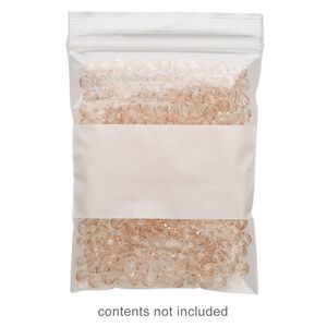 Bag, Tite-Lip™, plastic, clear and white, 3x4-inch top zip with block. Sold per pkg of 1,000.