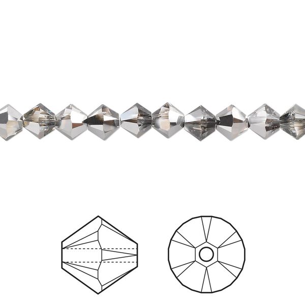 Bead 24pk crystal silver night, Crystal Passions® 5mm bicone 5328 image number 0