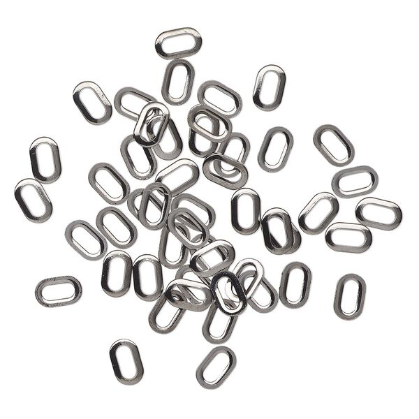 Component, gunmetal-finished steel, 11x7mm open oval with 7.5x3mm center opening. Sold per pkg of 50. image number 0