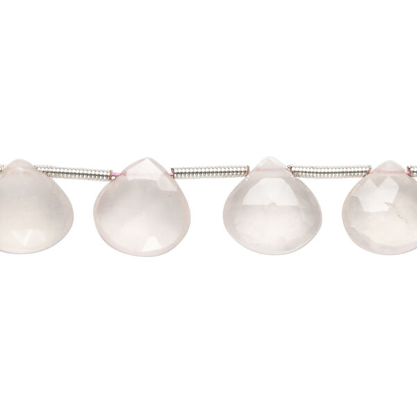 Bead, rose quartz (natural), 7mm-12x11mm top-drilled hand-cut faceted puffed teardrop, B grade, Mohs hardness 7. Sold per pkg of 16. image number 0