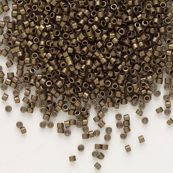 Seed bead, Delica®, glass, pkg/7.5g, #11 round, opaque matte metallic dark bronze (DB-0322). image number 0