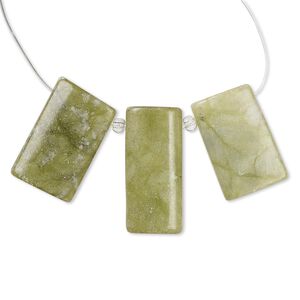 Jungle "jasper" 1pkg3, puffed flat-back rectangle drop natural 29x16mm-30x21mm / 35x16mm-36x18mm
