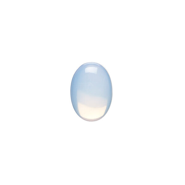 Cabochon, sea "opal" (glass), 14x10mm calibrated oval. Sold per pkg of 10. image number 0
