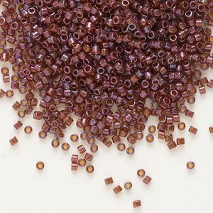 Seed bead, Delica®, glass, pkg/50g, #11 round, translucent gold luster mulberry (DB-0129).