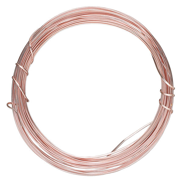Wire, ParaWire™, rose gold-finished copper, half-round, 21 gauge. Sold per 4-yard section. image number 0
