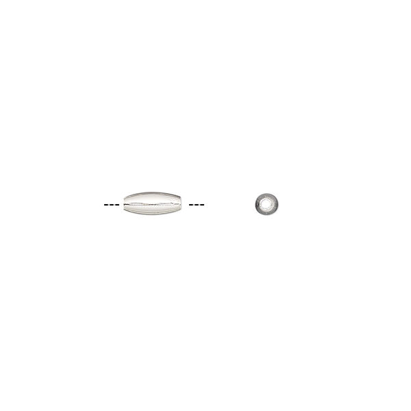 Bead, sterling silver, 6x2mm oval. Sold per pkg of 5. image number 0