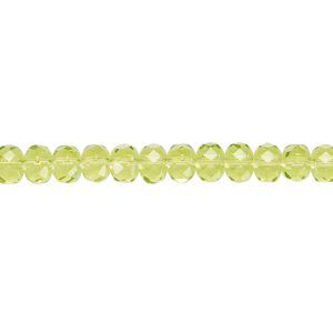 Bead, Czech fire-polished glass, olivine, 5x4mm faceted rondelle. Sold per pkg of 1,200 (1 mass).