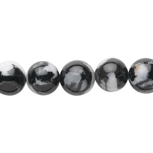 Zebra "jasper" (onyx marble) 1pkg1, round bead natural 15.5-16 inch 10mm