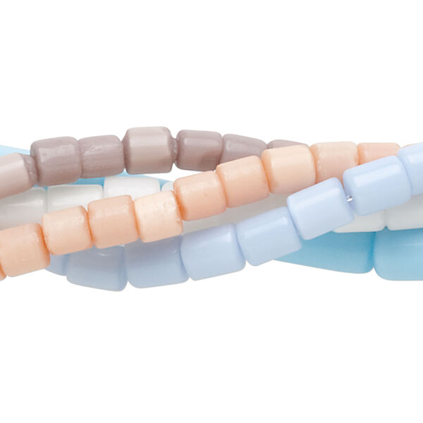 Bead mix, cat's eye glass (fiber optic glass), 4x4mm-15x6mm round tube, economy grade. Sold per (5) 15-inch strands. image number 0