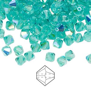 Bead 144pk Caribbean Sea AB, Preciosa Czech crystal 5mm bicone