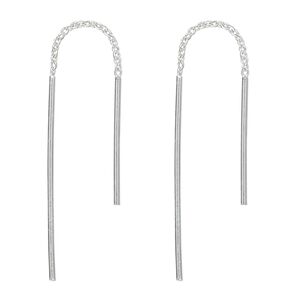 Ear thread, sterling silver, 2-13/16 inch cable chain with 29x1mm and 20x1mm bars. Sold per pair.