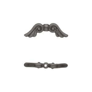 Bead, TierraCast®, black-finished pewter (tin-based alloy), 21x7mm double-sided wings. Sold per pkg of 2.