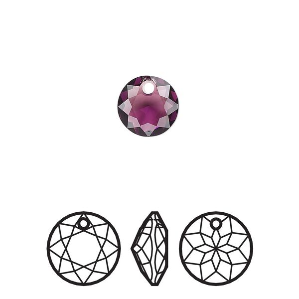 Drop 4pk amethyst, Crystal Passions® 8mm pendant classic cut 6430 image number 0