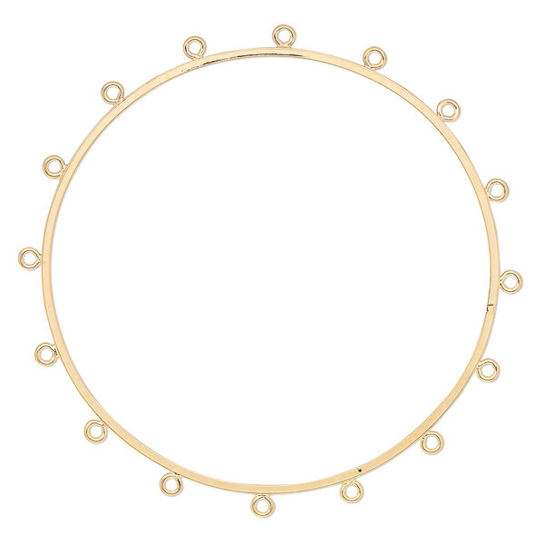 Bracelet component, bangle, gold-plated brass, 2mm wide with 16 closed loops, 9 inches. Sold individually. image number 0