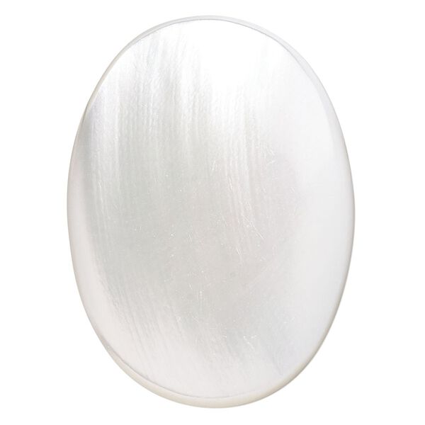 Cabochon, trochus shell (natural), 30x22mm calibrated oval, Mohs hardness 3-1/2. Sold individually. image number 0