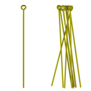 Eye pin, niobium, yellow, 1-3/4 inches, 21 gauge. Sold per pkg of 10.