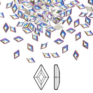 Flat back 24pk crystal AB foil back, Crystal Passions® 5x3mm diamond 2773