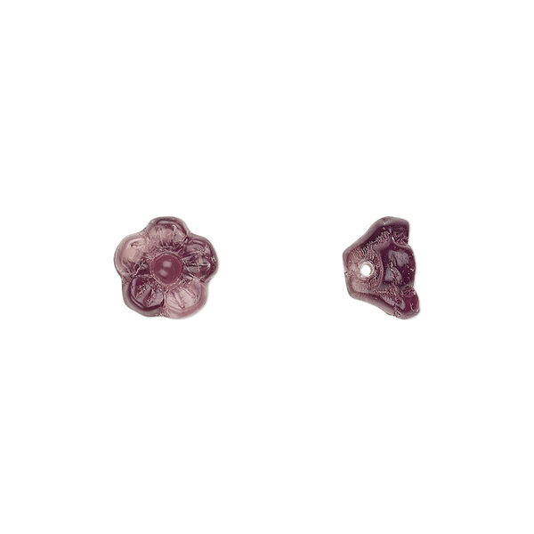 Bead, Czech pressed glass, amethyst purple, 8.5x6mm flower cone. Sold per pkg of 50. image number 0