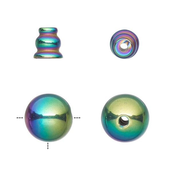 Hemalyke™ 1pkg2, electroplated T-drilled round / cone bead 12mm / 8x7.5mm image number 0