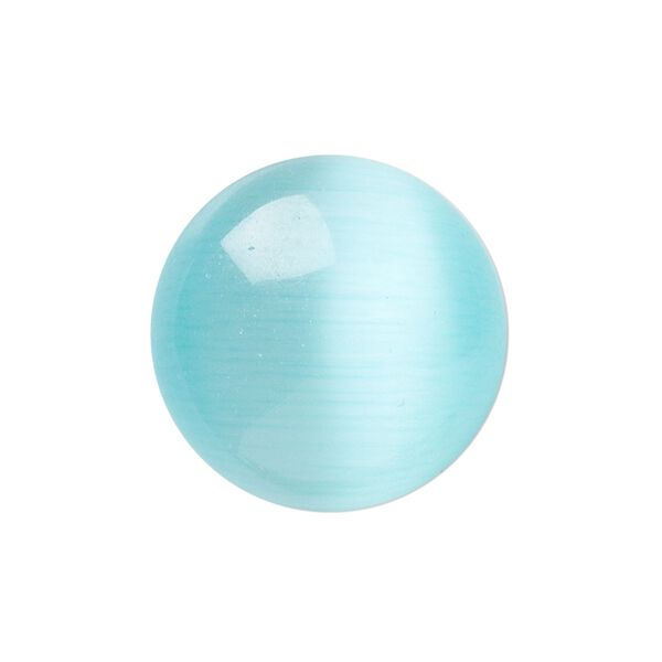 Cabochon, cat's eye glass (fiber optic glass), turquoise blue, 8mm calibrated round, quality grade. Sold per pkg of 10. image number 0