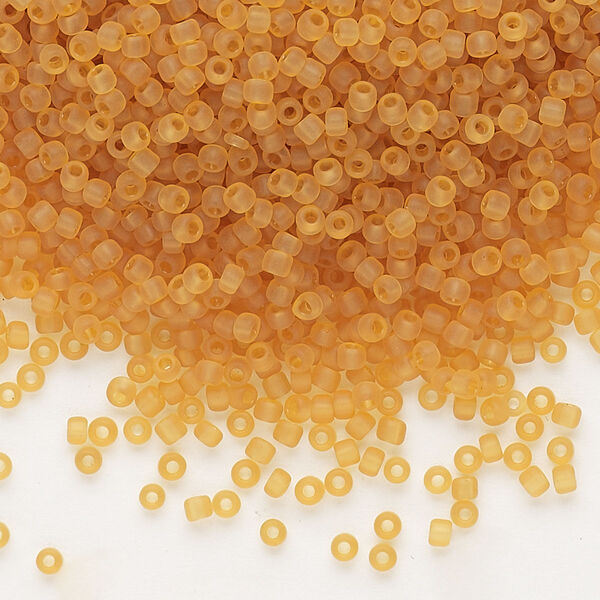 Seed bead, Dyna-Mites™, glass, pkg/1/2kg, #11 round, translucent matte amber yellow, (1MA 11/0 RR). image number 0