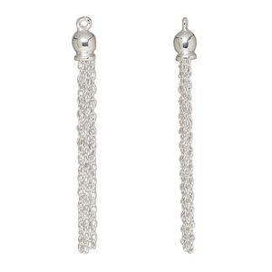 Focal, sterling silver, 35.5x4mm chain tassel. Sold individually.
