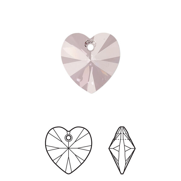Drop 2pk crystal antique pink, Crystal Passions® 14mm pendant heart 6228 image number 0