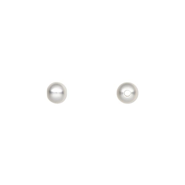 Bead, silver-plated brass with satin finish, 5mm round. Sold per pkg of 100. image number 0