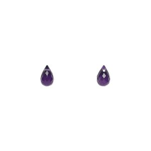 Amethyst 1pkg2, hand-cut top-drilled faceted briolette bead natural 6x4mm