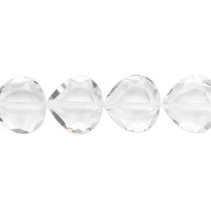 Quartz crystal 1pkg10, hand-cut faceted teardrop bead natural 12mm