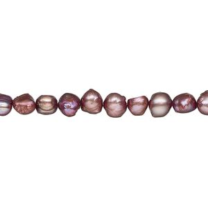 Pearl, cultured freshwater (dyed), orchid, 5-6mm flat-sided potato, D grade, Mohs hardness 2-1/2 to 4. Sold per 15-inch strand.