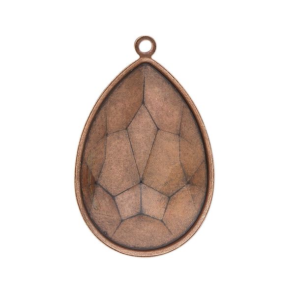 Focal, Almost Instant Jewelry®, antique copper-plated brass, 32x22.5mm pear with 30x20mm pear setting. Sold per pkg of 2. image number 0