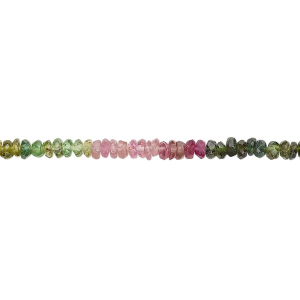 Multi-tourmaline 1pkg1, hand-cut faceted rondelle bead natural 14 inch 2x1mm-3x2mm image number 0