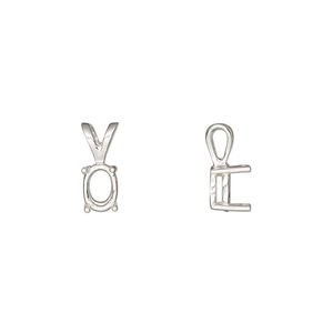 Pendant, Sure-Set™, sterling silver, 7x5mm with pre-notched 4-prong oval basket setting. Sold individually.