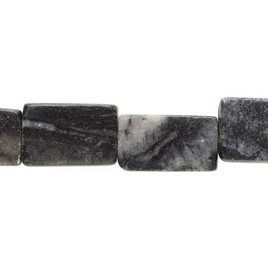 Grey jungle "jasper" 1pkg1, flat rectangle bead 15 inch 15x8mm-17x10mm