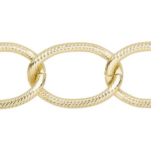 Chain 1pkg1 curb, 18mm textured, aluminum / anodized gold 5 foot unfinished