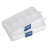 Organizer box, plastic, clear and blue, 5 x 2-1/2 x 1-inch with hang tab, 10 compartments. Sold per pkg of 4. image number 1