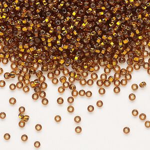 Seed bead, Preciosa Ornela Czech glass, pkg/500g, #11 rocaille, transparent silver-lined dark topaz, (17090).