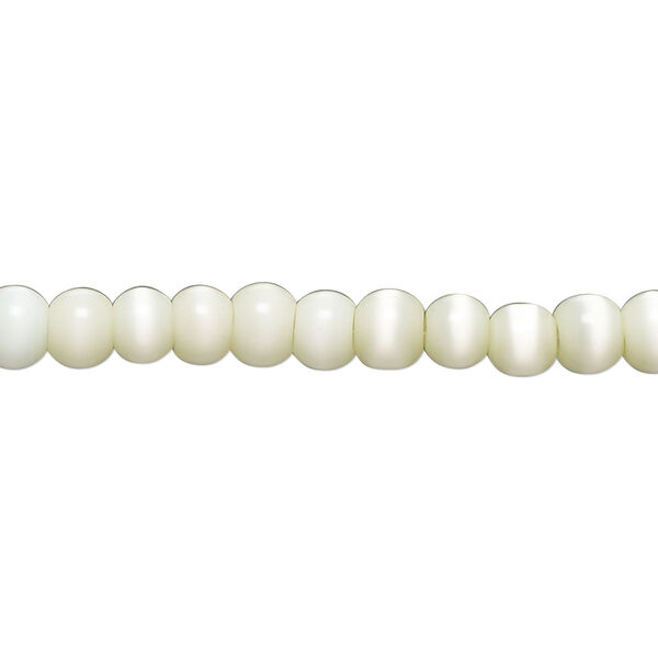 Bead, cat's eye glass (fiber optic glass), pale sea green, 4-6mm round. Sold per 14-inch strand, approximately 90 beads. image number 0