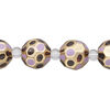 Bead, glass 1pkg4, purple / black / gold, 12mm hand-painted faceted round. image number 0