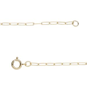 Chain 1pkg1 14Kt gold-filled cable, 1.6mm long / springring clasp, Gossamer™ 16 inch