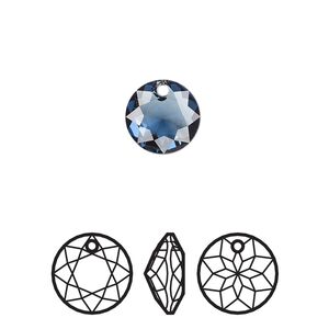 Drop 2pk Montana, Crystal Passions® 10mm pendant classic cut 6430