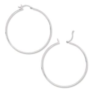 Earring hoop 1pkg2 sterling silver-filled, 50mm round / 2mm wide / latch-back, 1 pair
