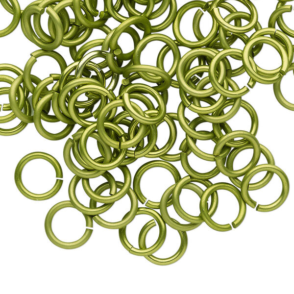 Jump ring, anodized tempered aluminum, light green, 8mm round, 5.6mm inside diameter, 17 gauge. Sold per pkg of 100. image number 0