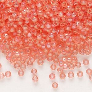 Seed bead, Preciosa Ornela Czech glass, pkg/500g, #11 rocaille, translucent solgel dyed rainbow rose, (41191).