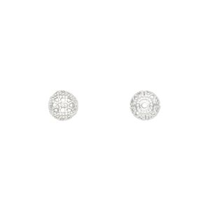Bead, silver-plated brass, 6mm filigree round. Sold per pkg of 100.
